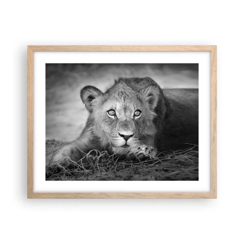 Plakat i ramme af lyst egetræ - Kongelig hvalp - 50x40 cm