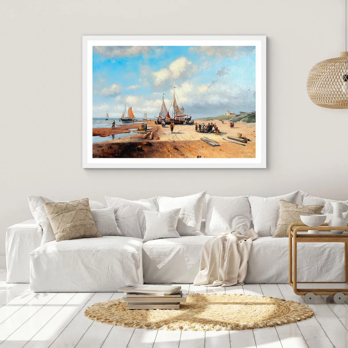 Plakat i hvid ramme - Efter en vellykket fangst - 91x61 cm