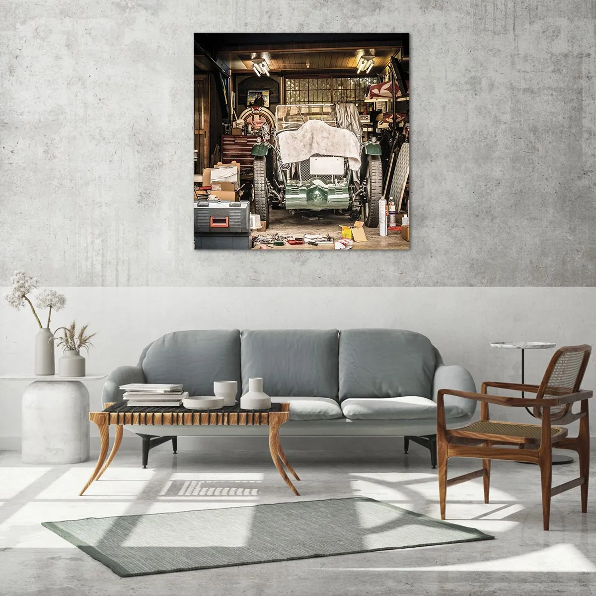 Billede på glas - Tilbage til fortiden - 70x70 cm