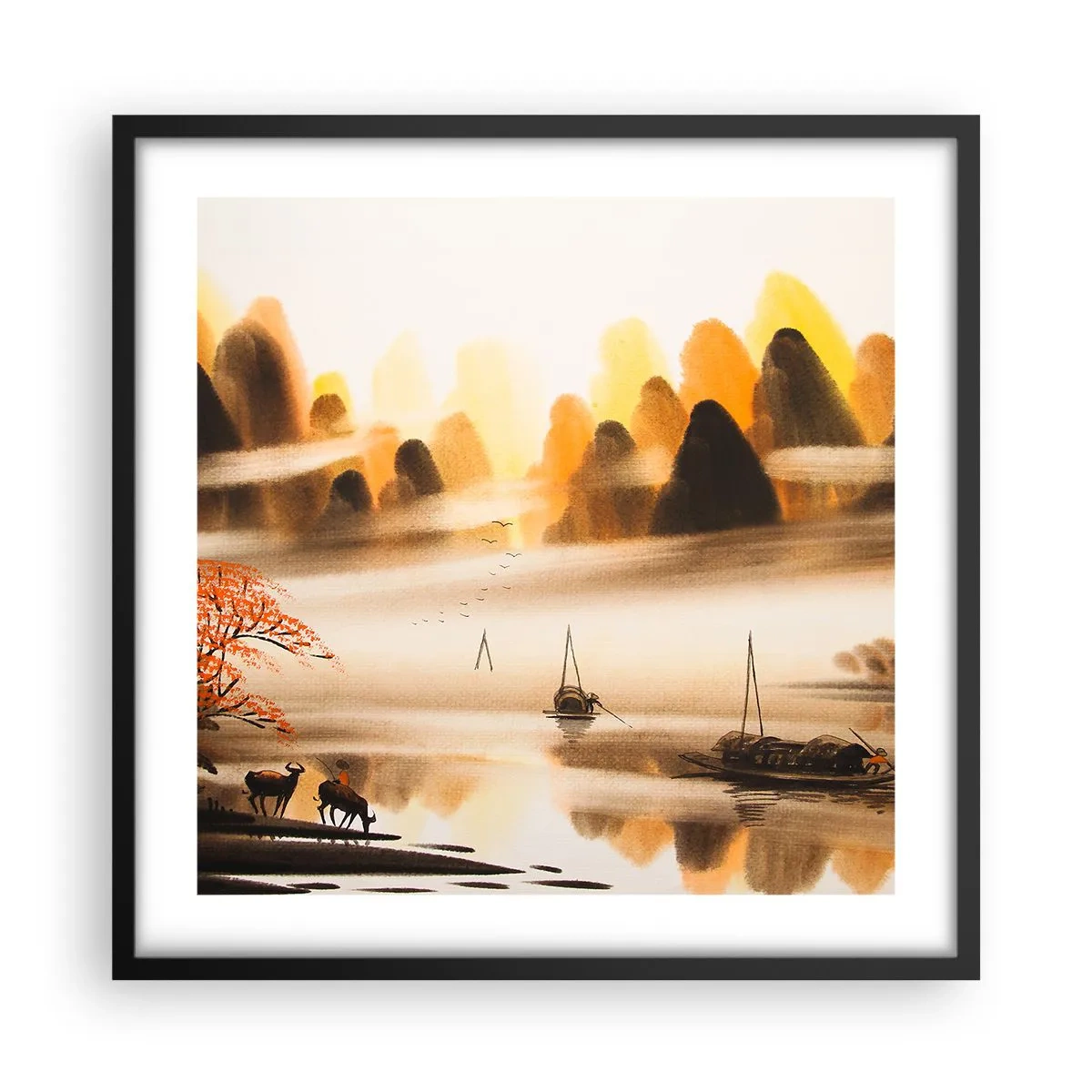 Plakat i sort ramme - Længere væk end det fjerne Østen - 50x50 cm