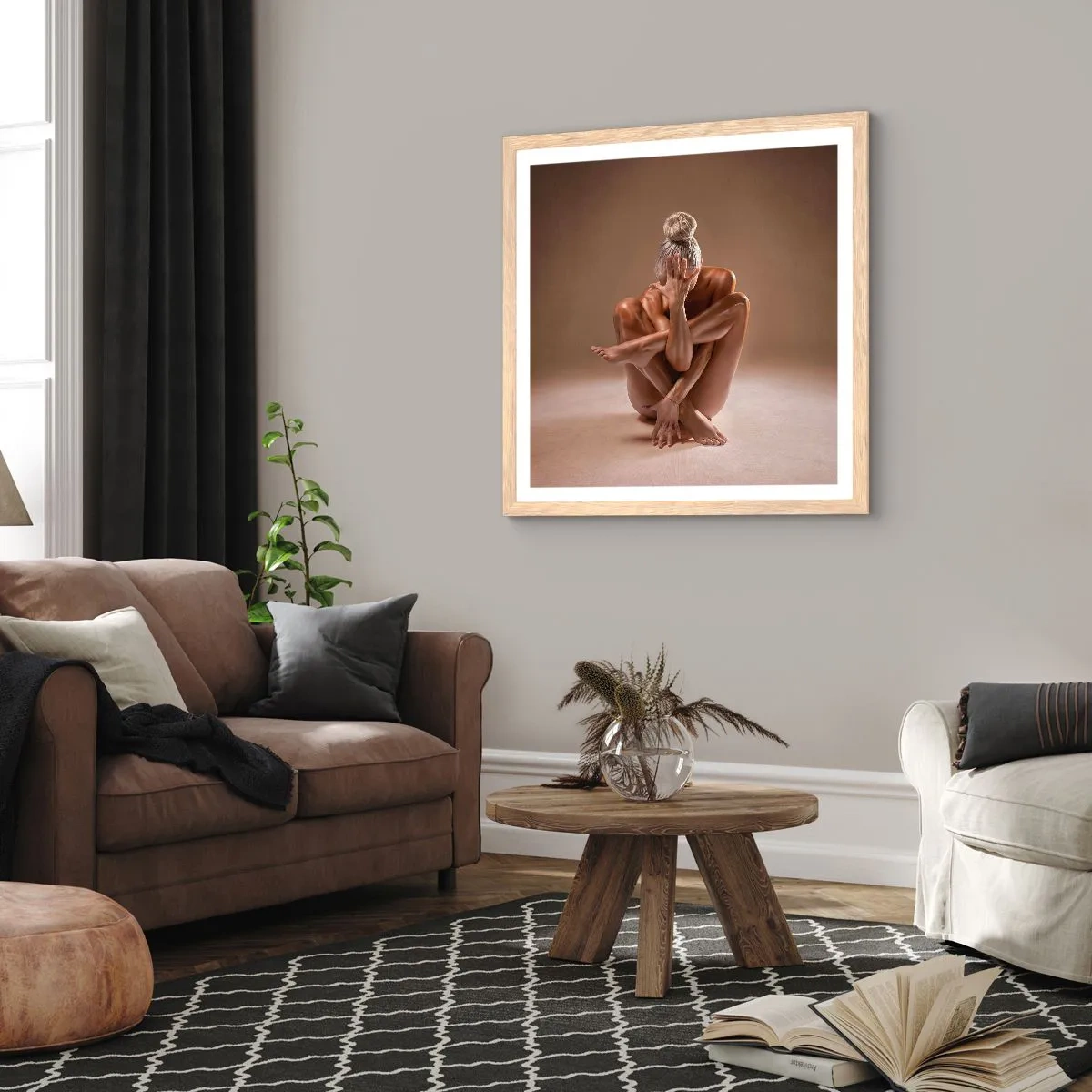 Plakat i ramme af lyst egetræ - Enhed mellem krop og ånd - 30x30 cm