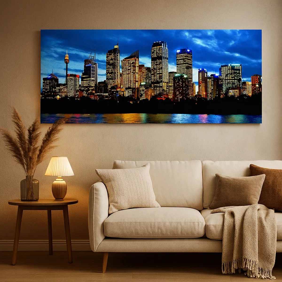 Lærredstryk - Billede på lærred - En nat med lys og farver - 30x30 cm