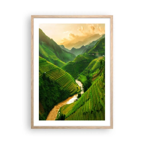 Plakat i ramme af lyst egetræ - Vietnamesisk dal - 50x70 cm