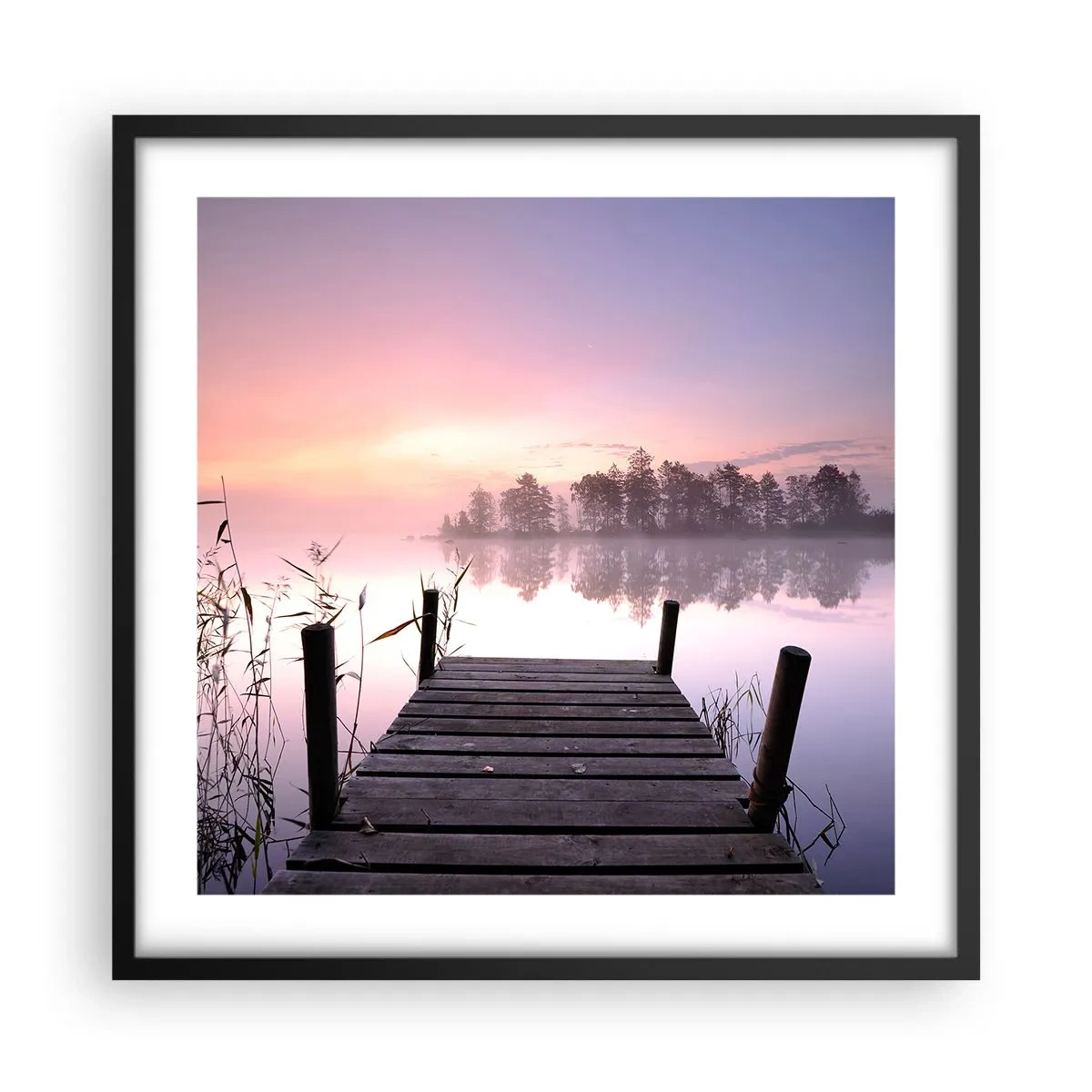 Plakat i sort ramme - Ud af den lilla tåge... - 50x50 cm
