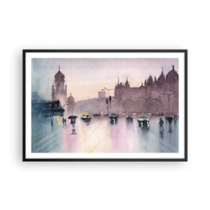 Plakat i sort ramme - I en regnfuld tåge - 91x61 cm