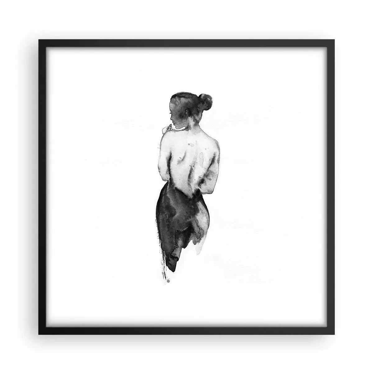 Plakat i sort ramme - Med hende forsvinder verden - 50x50 cm