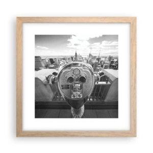 Plakat i ramme af lyst egetræ - Byen over byer - 30x30 cm