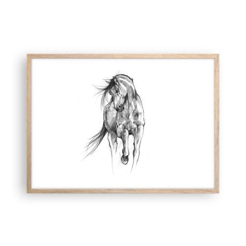 Plakat i ramme af lyst egetræ - I en yndefuld trav - 70x50 cm