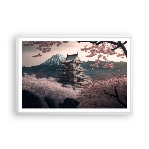 Plakat i hvid ramme - Kirsebærblomsternes land - 91x61 cm