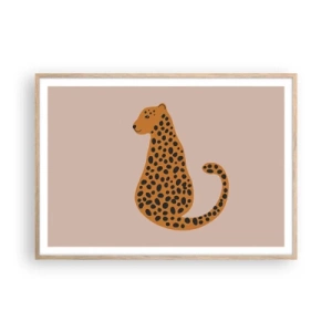 Plakat i ramme af lyst egetræ - Leopardprint er et moderigtigt mønster - 100x70 cm