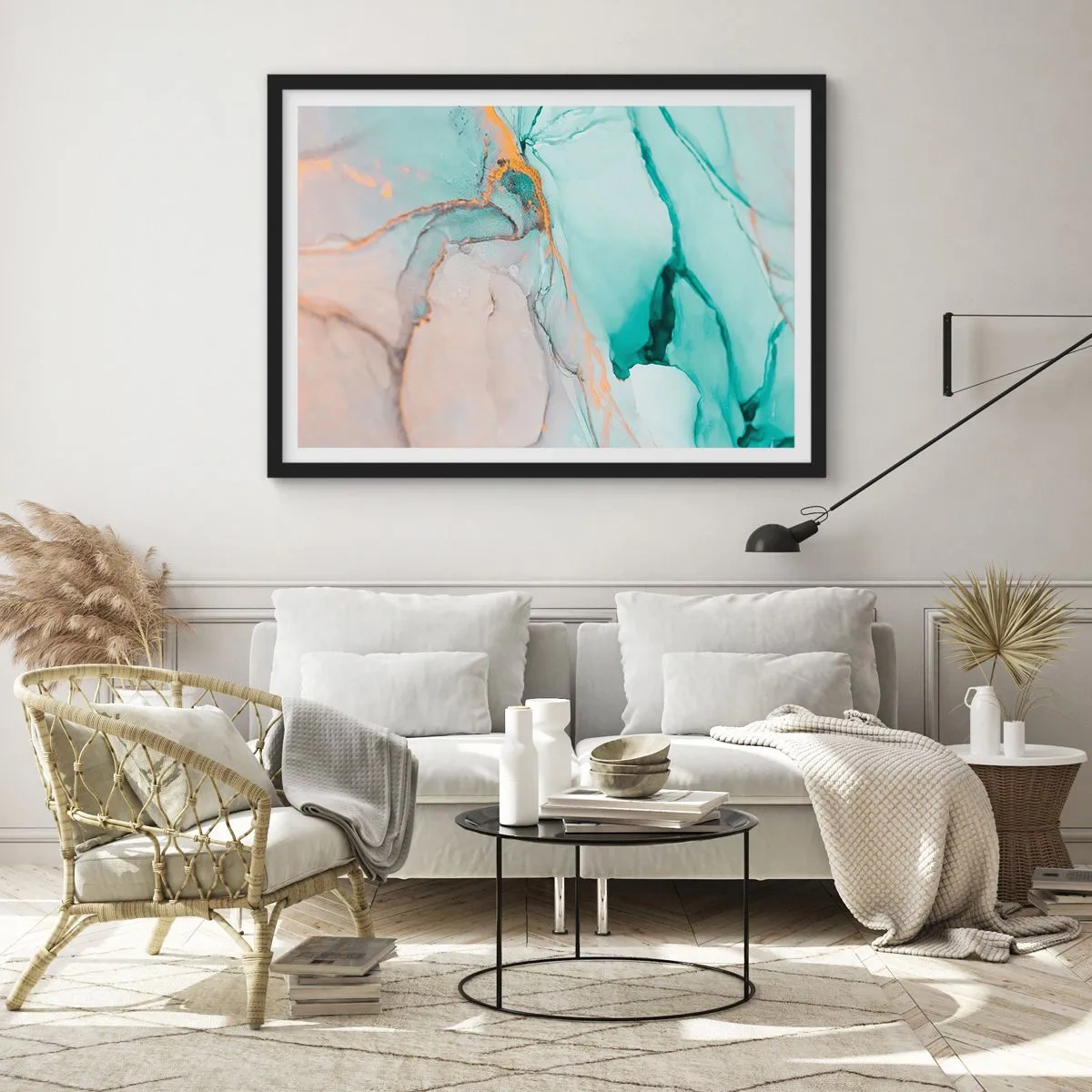 Plakat i sort ramme - Dans af former og farver - 70x50 cm