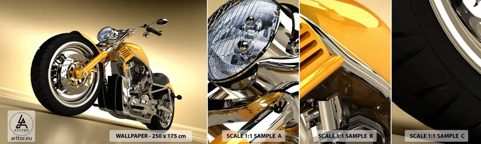 Prøve Fototapet Selvklæbende Deluxe Sticker - En drøm om styrke og hurtighed - Motorcykel, Motor, Automotive - 100x30 cm
