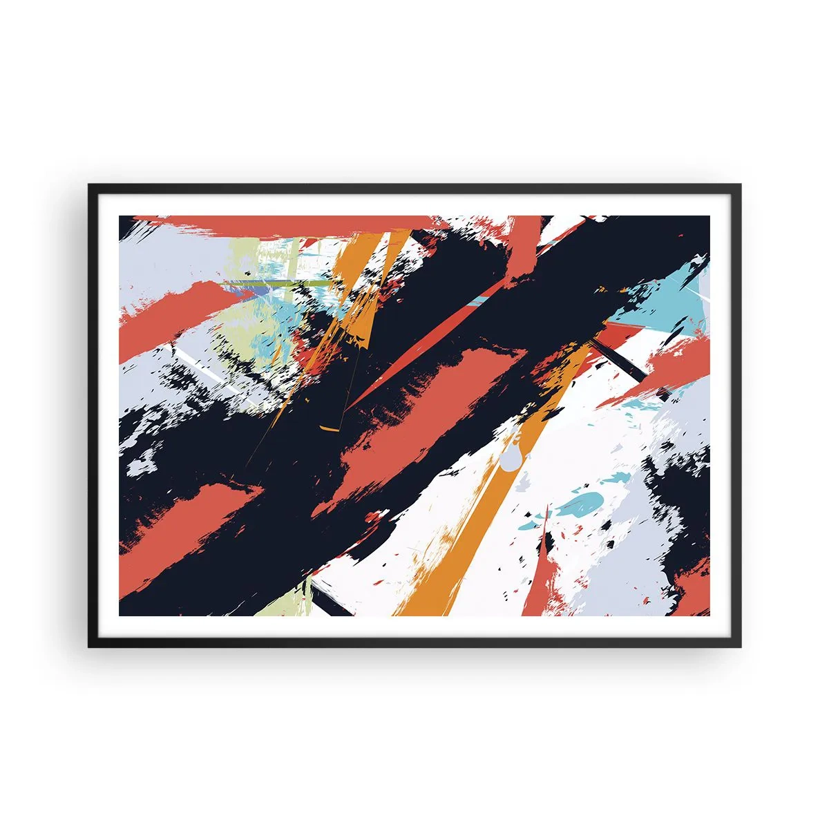 Plakat i sort ramme - Dynamisk sammensætning - 100x70 cm