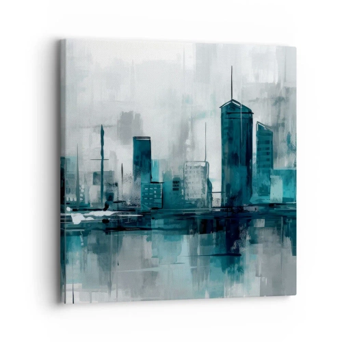 Lærredstryk - Billede på lærred - Regnfarvet by - 30x30 cm