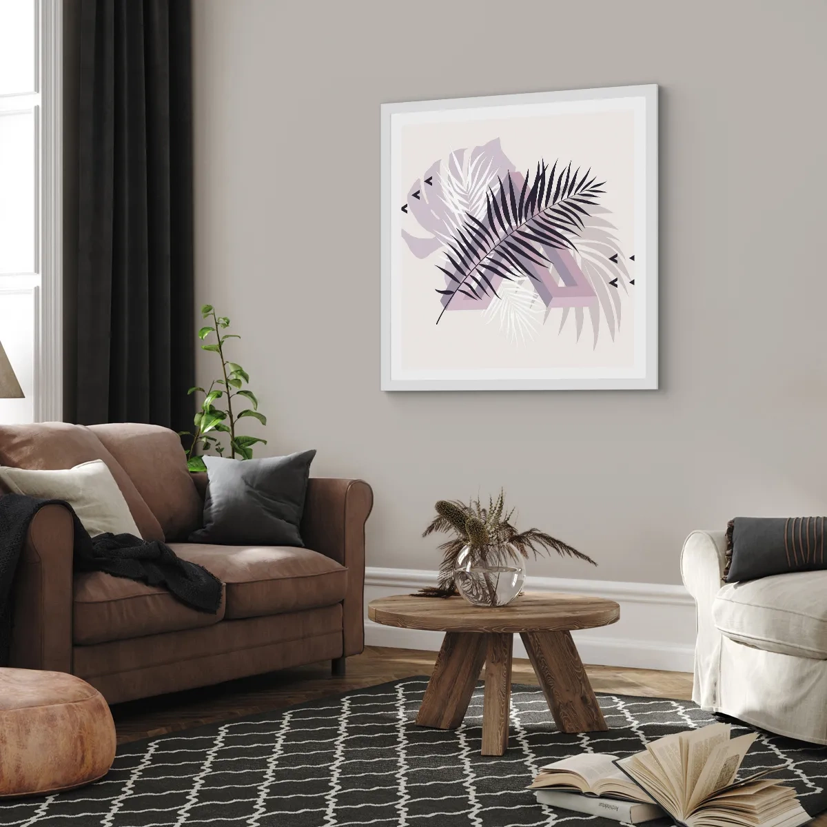 Plakat i hvid ramme - Skygge af en skygge - 60x60 cm