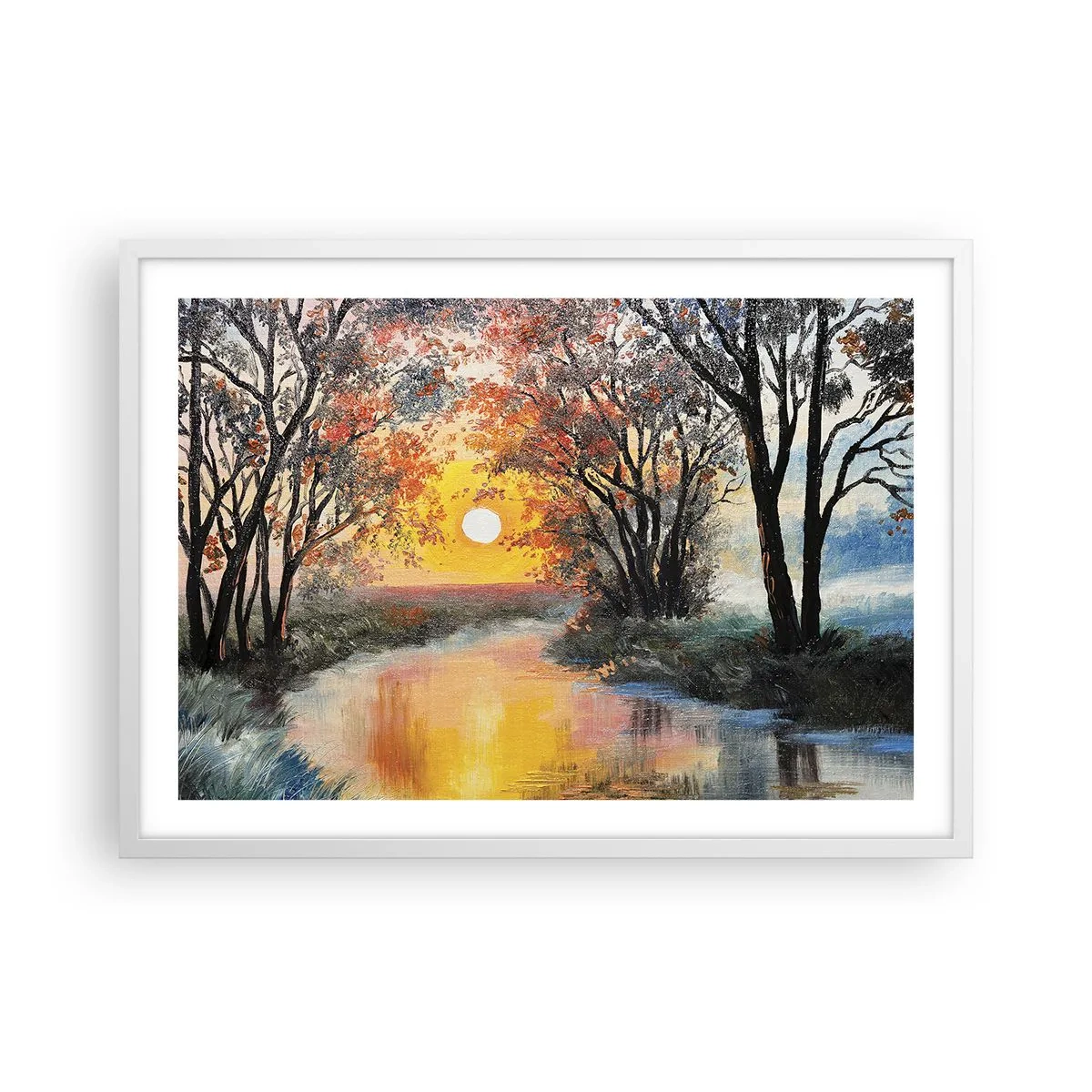 Plakat i hvid ramme - Efterårs atmosfære - 70x50 cm