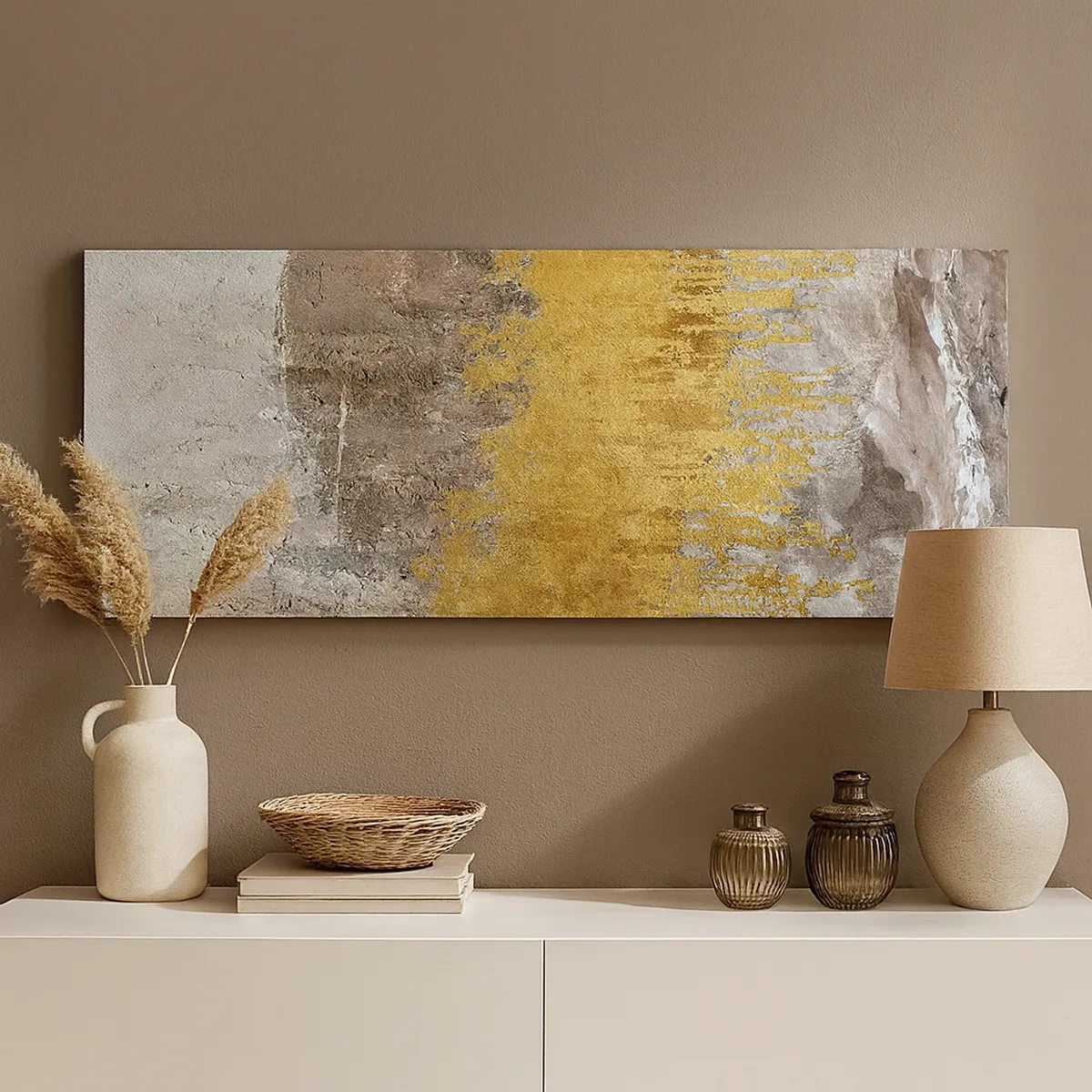 Lærredstryk - Billede på lærred - En gylden eksplosion - 30x30 cm