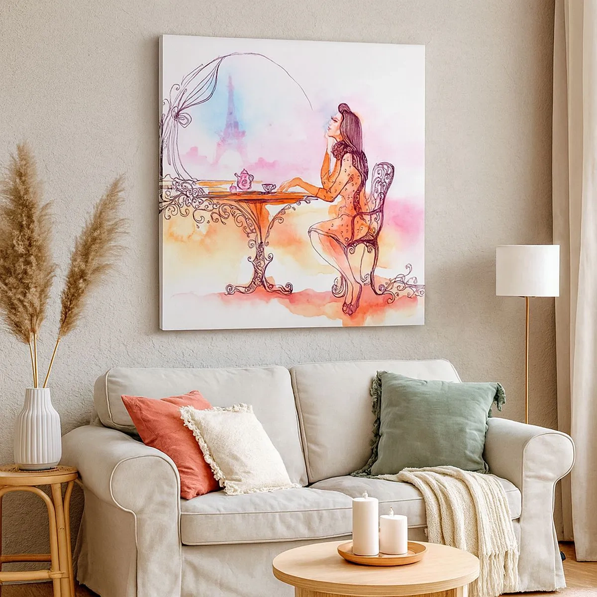 Lærredstryk - Billede på lærred - Parisisk elegance - 30x30 cm