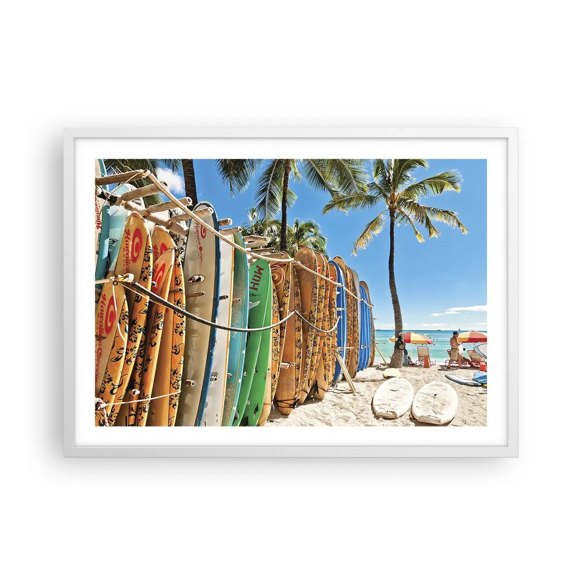 Plakat i hvid ramme - Solrig sjov - 70x50 cm