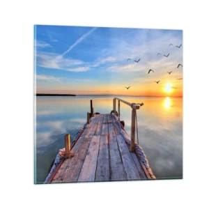 Billede på glas - Går fremad mod solen - 70x70 cm