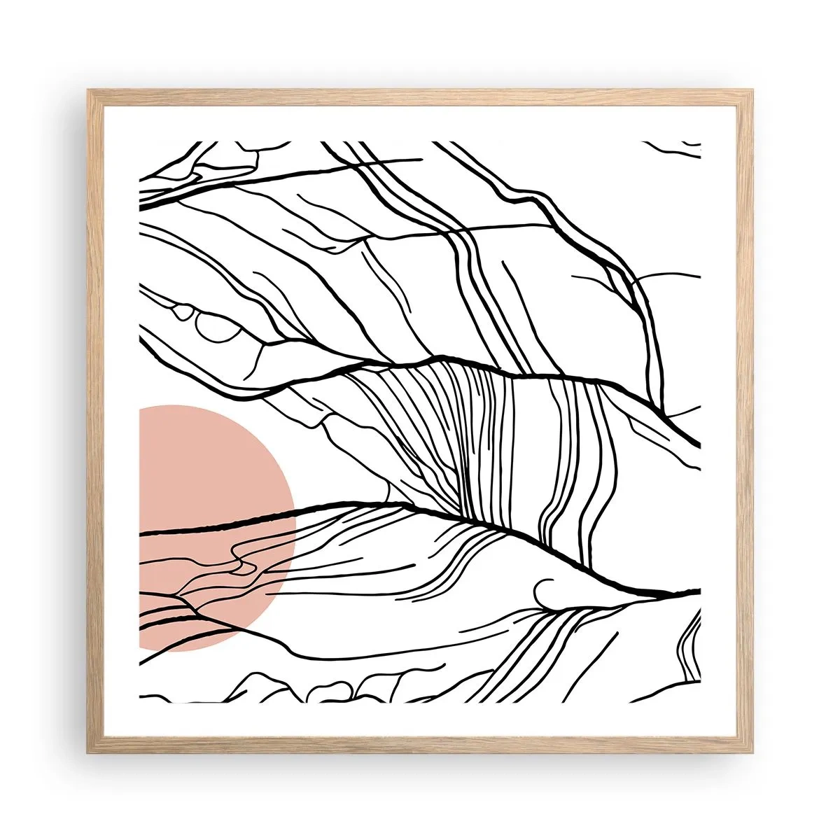 Plakat i ramme af lyst egetræ - I et netværk af kviste - 60x60 cm