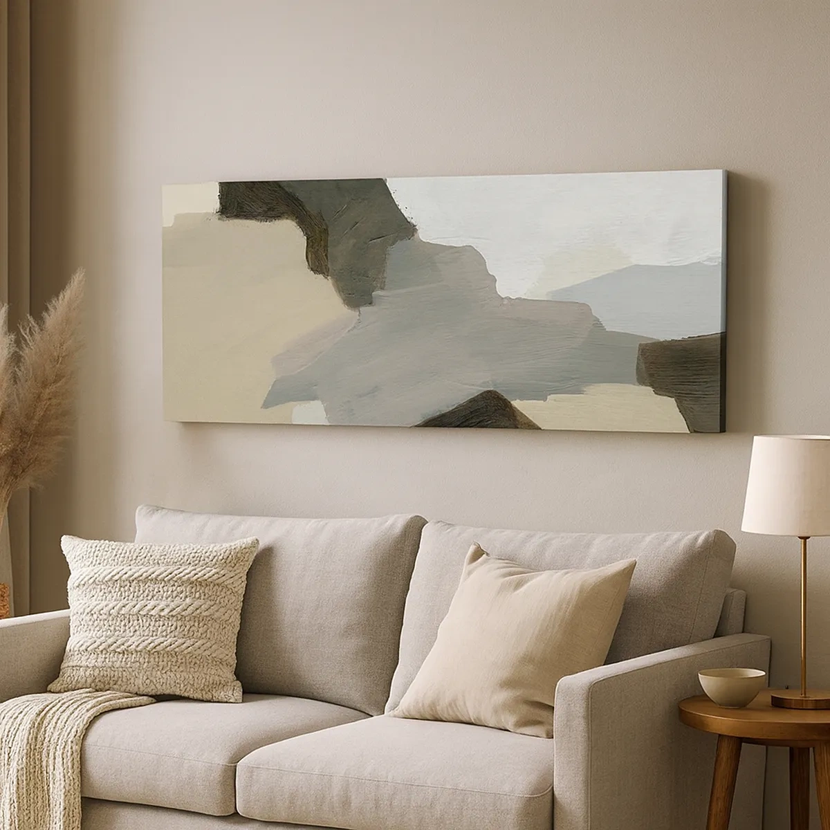 Lærredstryk - Billede på lærred - Abstraktion: afsked med det grå - 30x30 cm