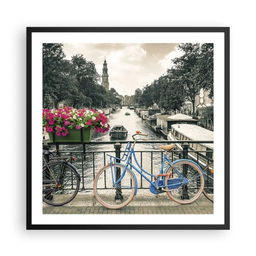 Plakat i sort ramme - Farverne i Amsterdams gader - 60x60 cm