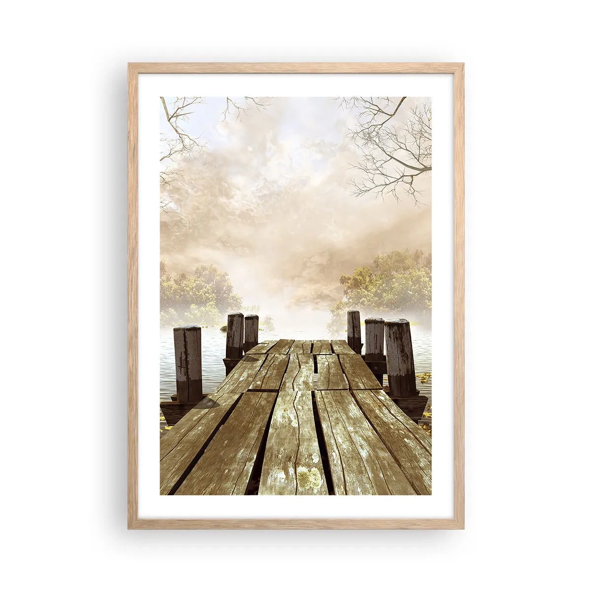 Plakat i ramme af lyst egetræ - Efterårets blide tristhed - 50x70 cm