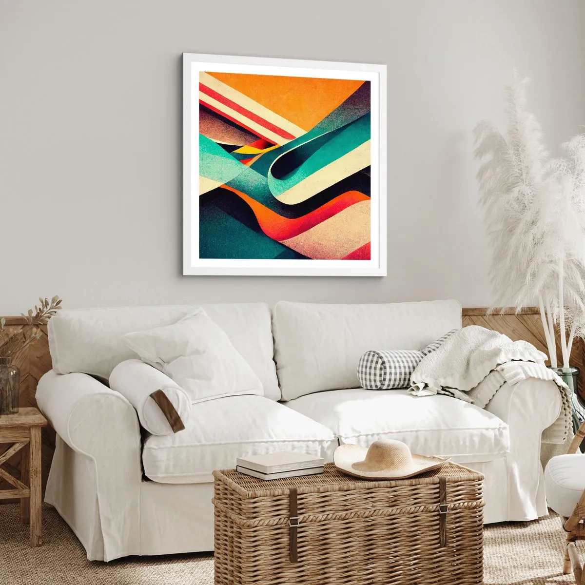 Plakat i hvid ramme - Intens komposition - 40x40 cm