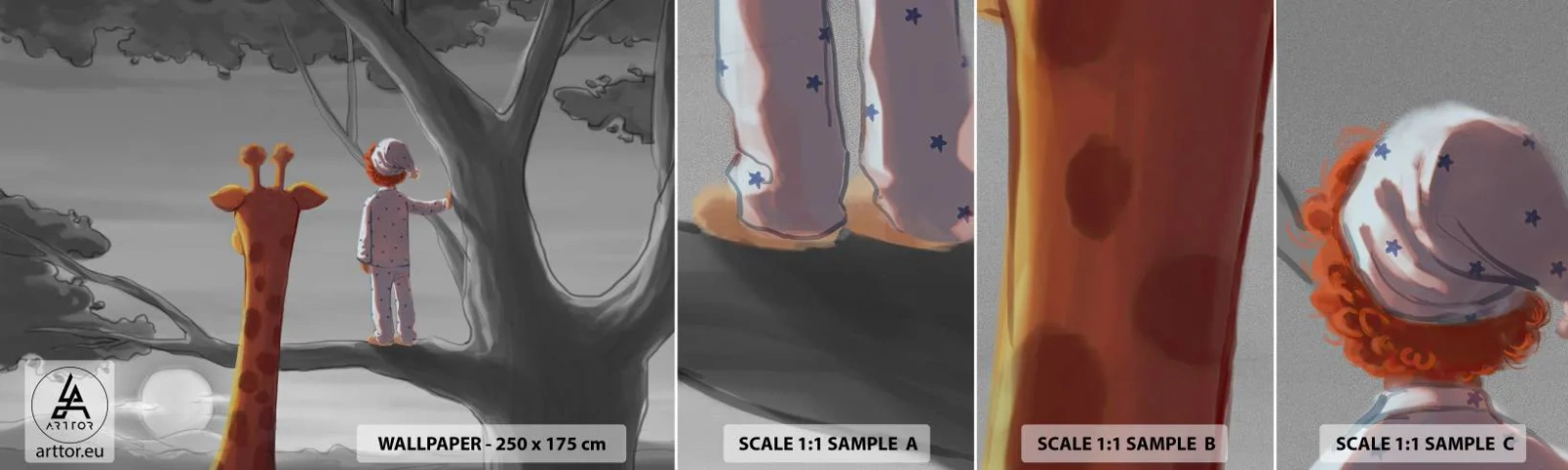 Fototapet Prøve Standard Eco - Det sker virkelig - Giraf, Børns, Drøm - 100x30 cm