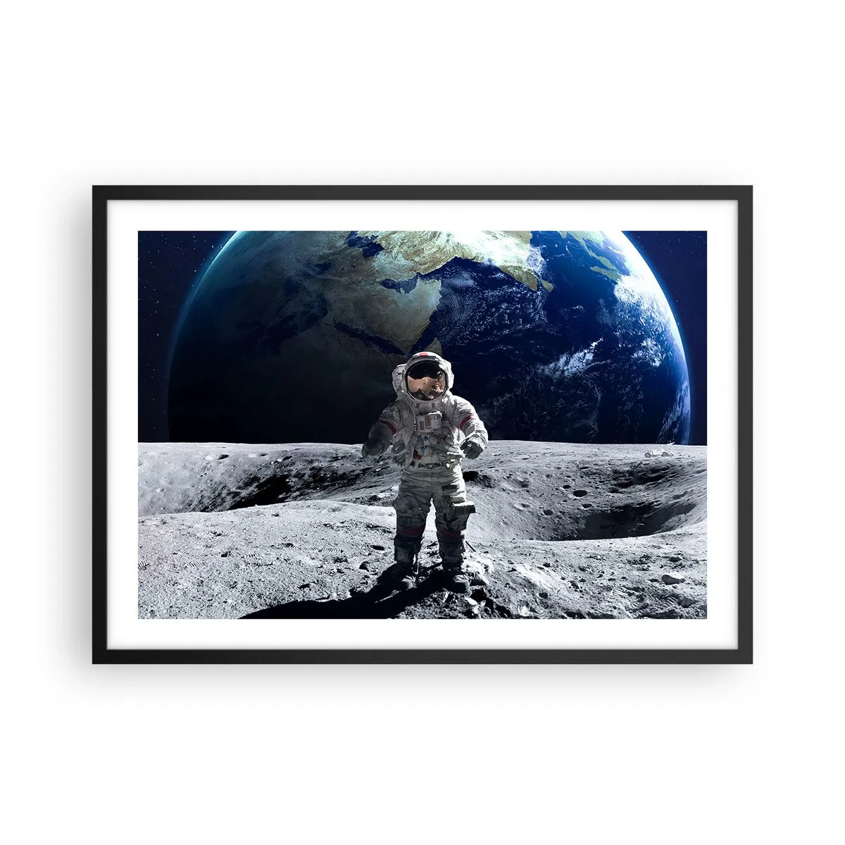 Plakat i sort ramme - Hilsner fra månen - 70x50 cm