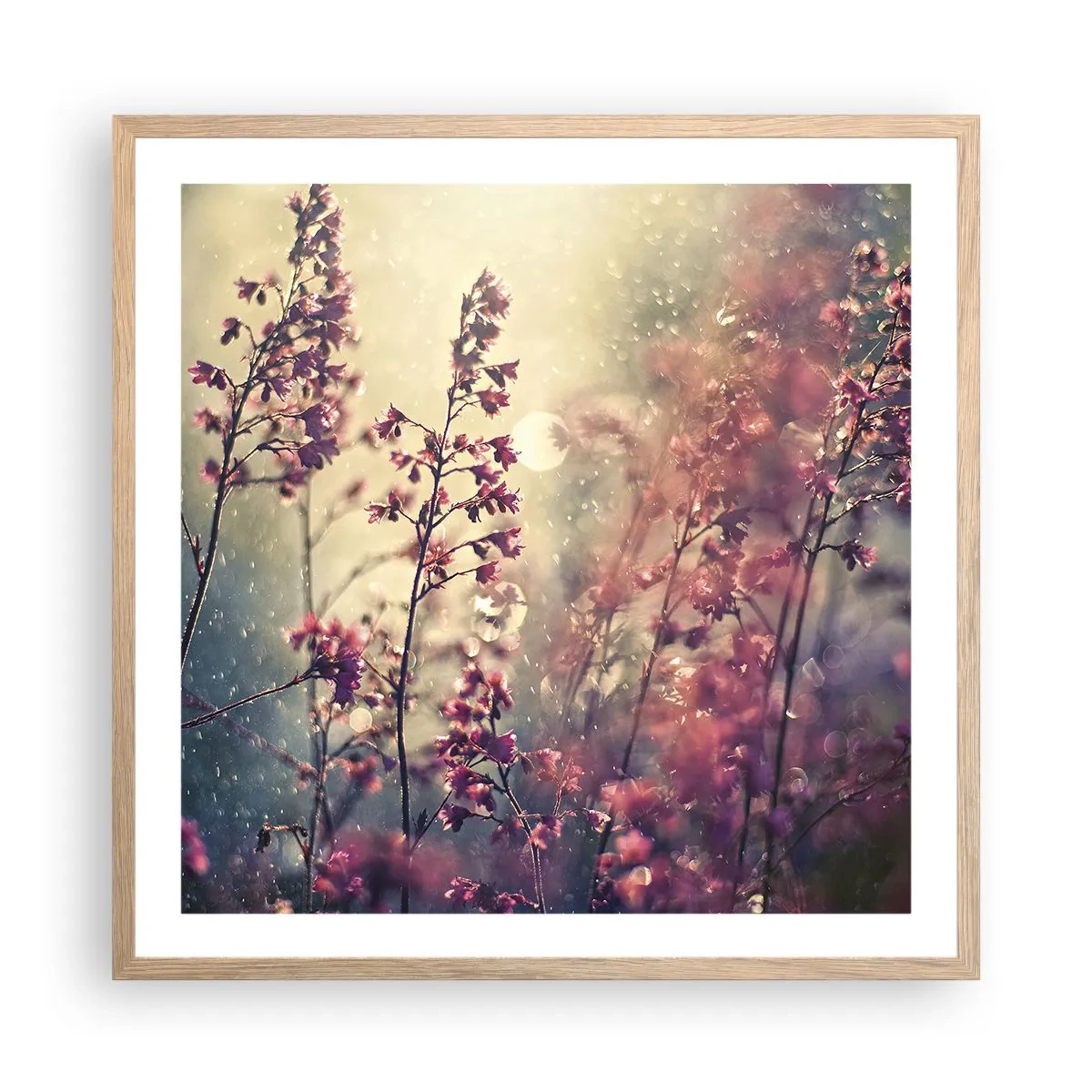 Plakat i ramme af lyst egetræ - Hemmelig have - 60x60 cm