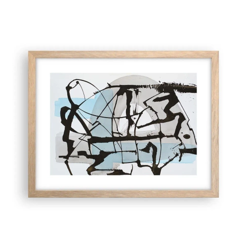 Plakat i ramme af lyst egetræ - Ikke desto mindre blå - 40x30 cm