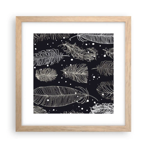 Plakat i ramme af lyst egetræ - Fjerede blonder - 30x30 cm