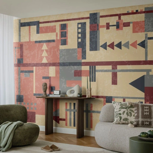 Fototapet Selvklæbende Deluxe Sticker - Kombination af vertikaler og niveauer - Abstraktion, Stykke, Moderne mønster - 350x256 cm