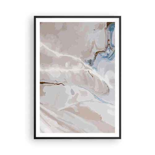 Plakat i sort ramme - Blå slynger sig under det hvide - 70x100 cm