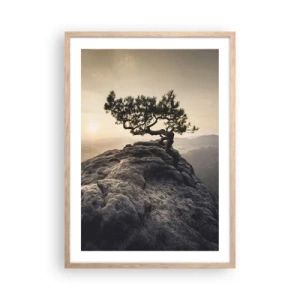 Plakat i ramme af lyst egetræ - Livet vinder altid - 50x70 cm