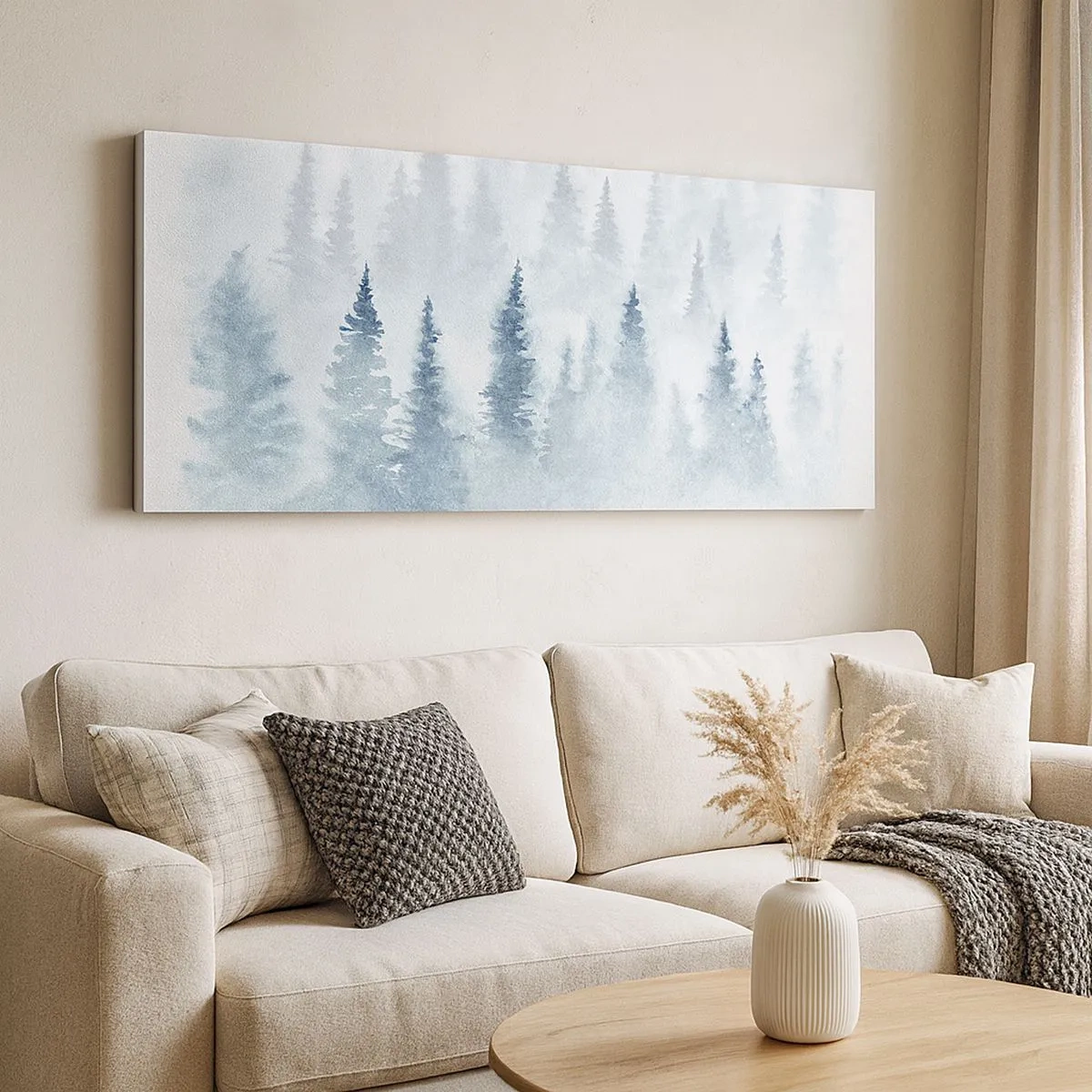 Lærredstryk - Billede på lærred - Indhyllet i tåge - 100x40 cm