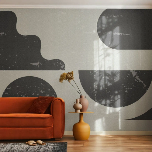 Fototapet Premium Canvas - Komposition over og under - Abstraktion, Sort og hvid, Ældret - 450x315 cm