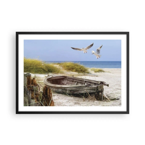 Plakat i sort ramme - Badet i vinden - 70x50 cm