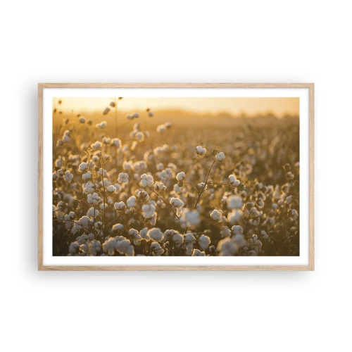Plakat i ramme af lyst egetræ - Et luftigt felt - 91x61 cm