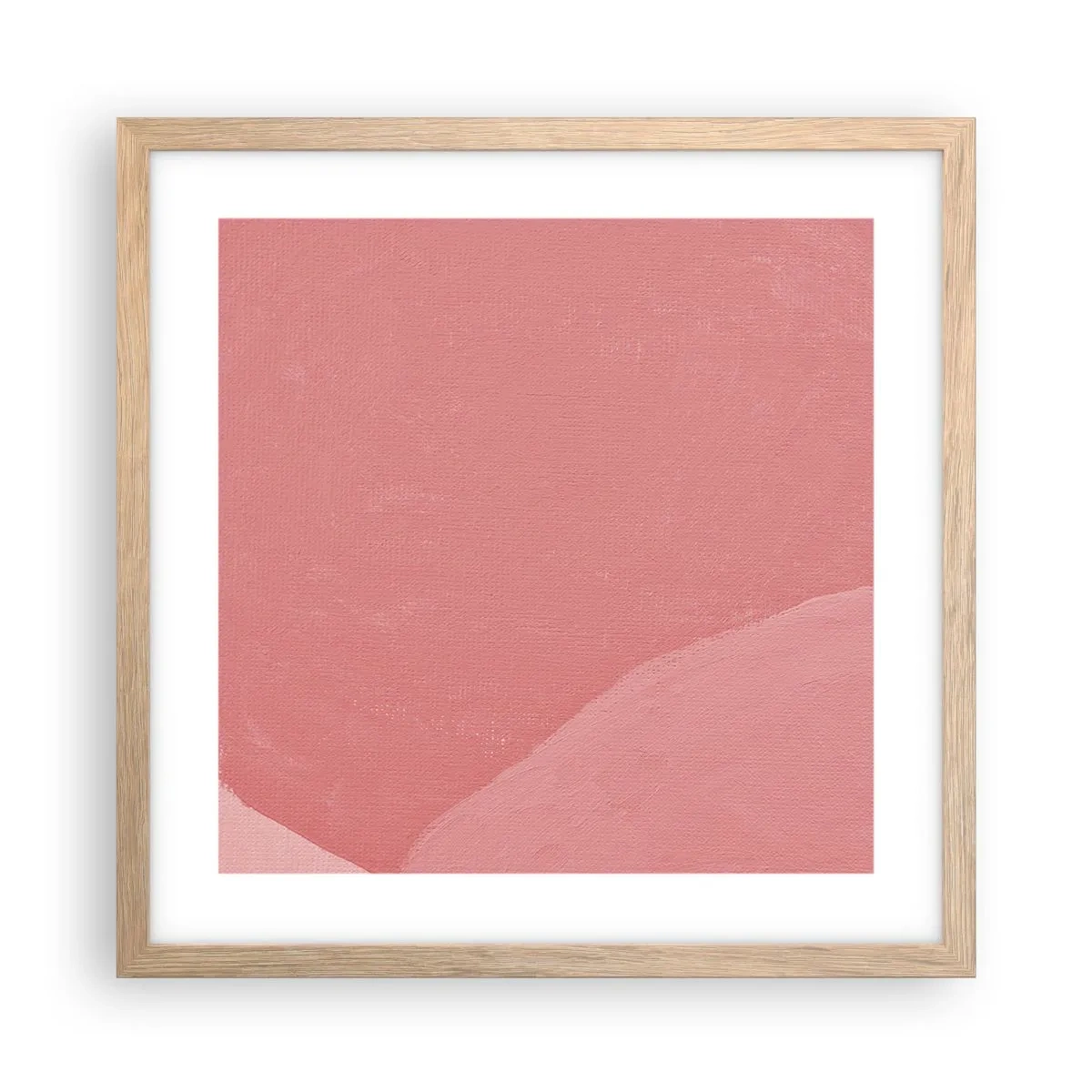 Plakat i ramme af lyst egetræ - Organisk komposition i pink - 40x40 cm