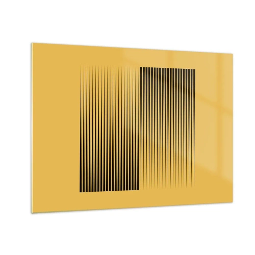 Billede på glas - Sorte lodrette linjer skaber en geometrisk illusion - 70x50cm - Modsætningernes kvadrat - Moderne vægdekoration til stue og soveværelse ARTTOR