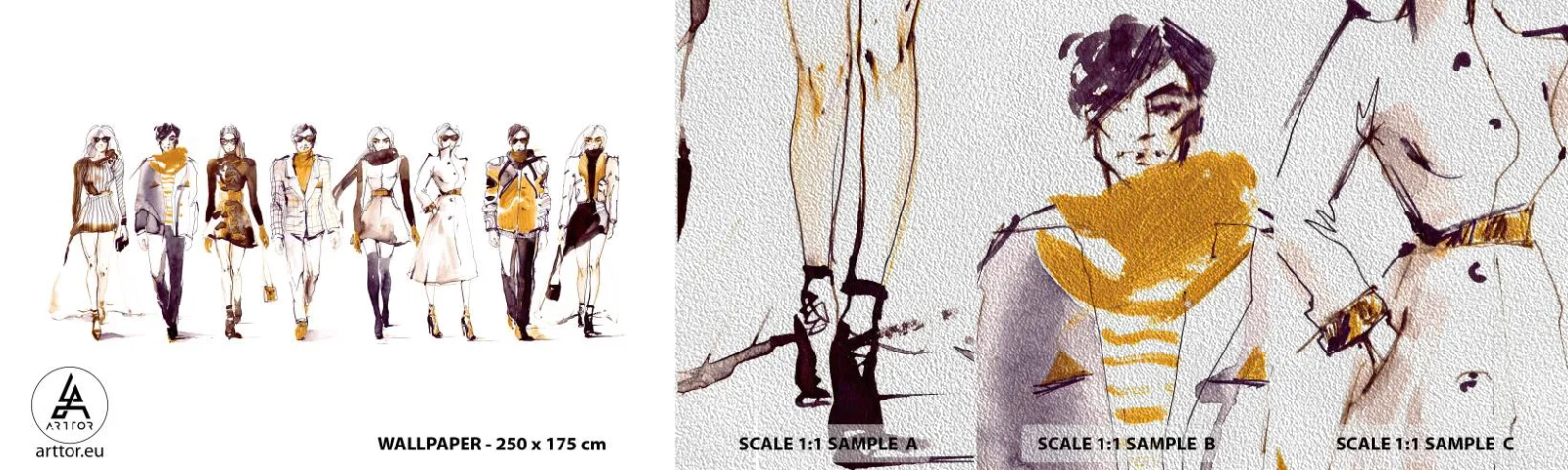 Prøve Fototapet Premium Sand - Diskret elegance, afslappet elegance - Kvinde, Model, Mode - 100x30 cm