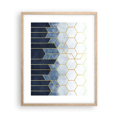 Plakat i ramme af lyst egetræ - Komposition i synkoperet rytme - 40x50 cm