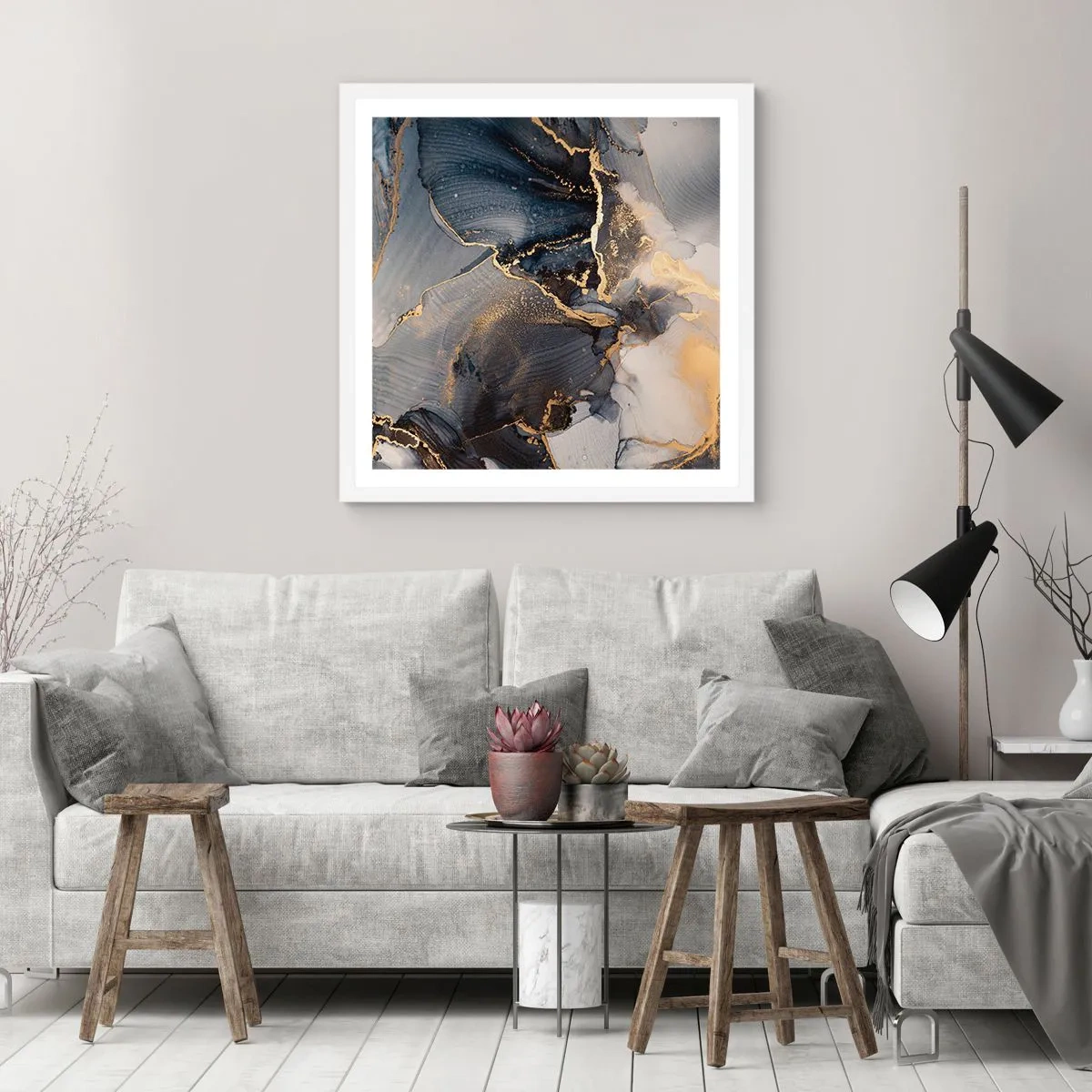 Plakat i hvid ramme - Livet af sten - 60x60 cm