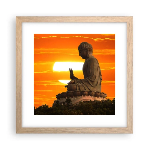 Plakat i ramme af lyst egetræ - Uden frygt for verden - 30x30 cm