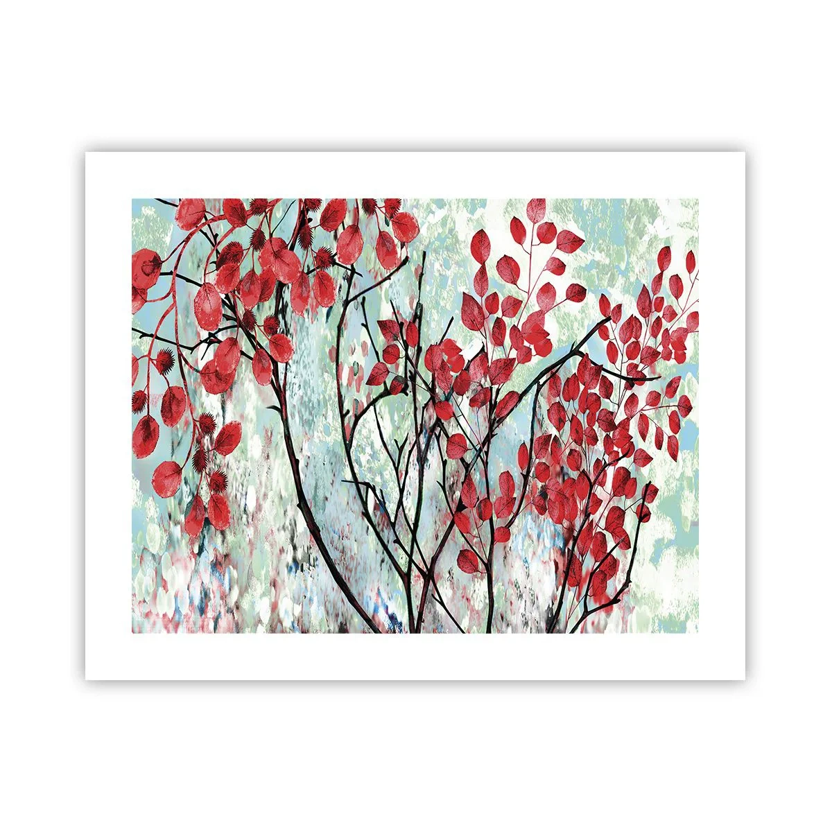 Plakat - Træ i skarlagenrødt - 50x40 cm
