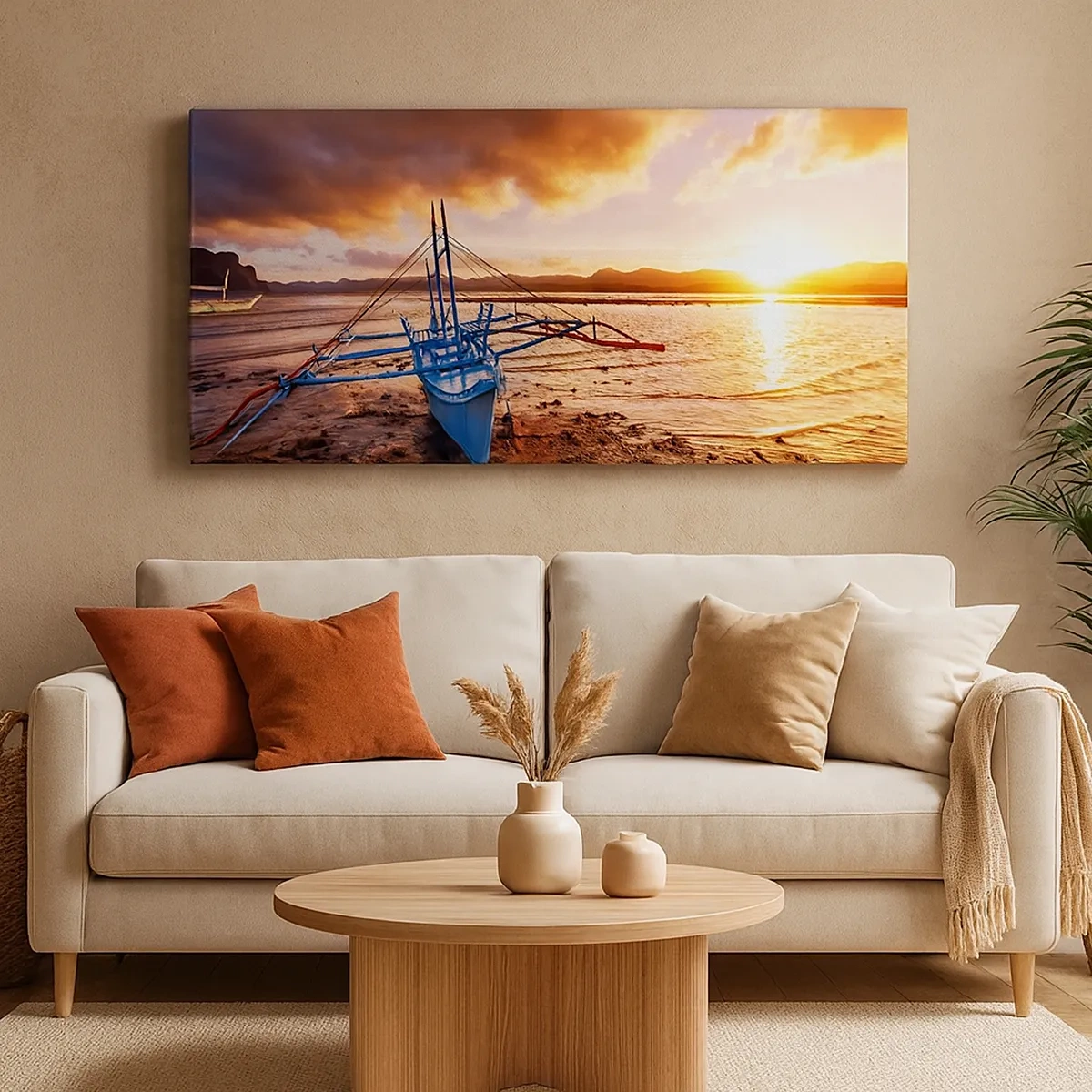 Lærredstryk - Billede på lærred - Efter en lang dag kan du strække dig ud på sandet - 30x30 cm