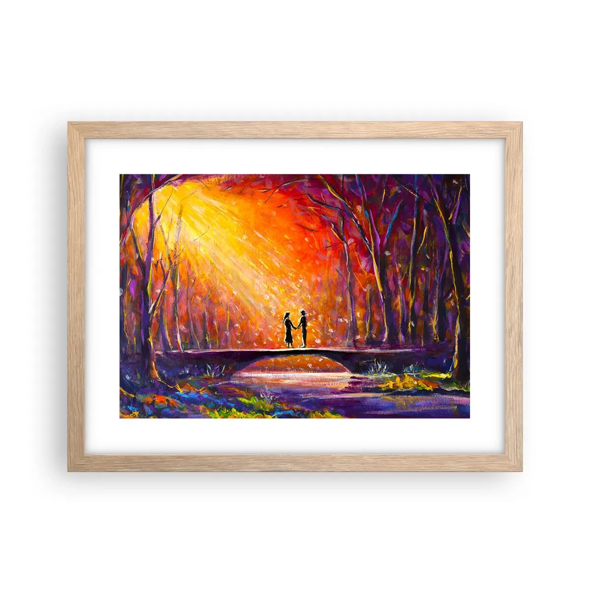 Plakat i ramme af lyst egetræ - Himlen elsker dem også - 40x30 cm